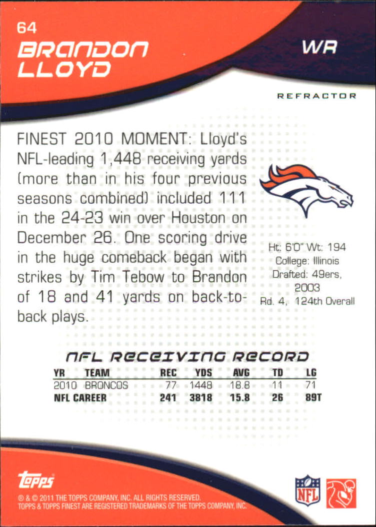 B1320- 2011 Finest Football Insert +Parallel Cards -You Pick- 15+ FREE US SHIP - Picture 159 of 373