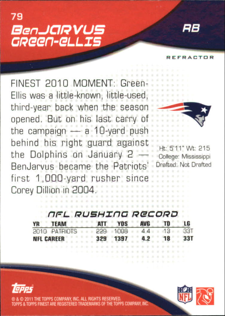 B1320- 2011 Finest Football Insert +Parallel Cards -You Pick- 15+ FREE US SHIP - Picture 181 of 373