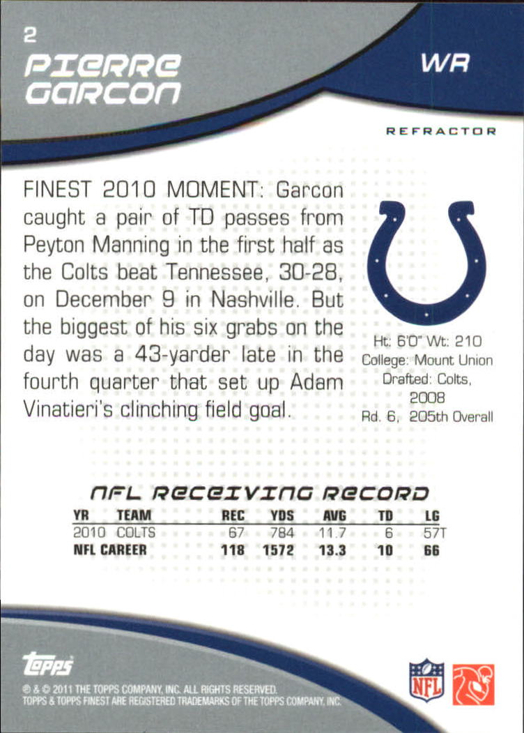 B1320- 2011 Finest Football Insert +Parallel Cards -You Pick- 15+ FREE US SHIP - Picture 246 of 373