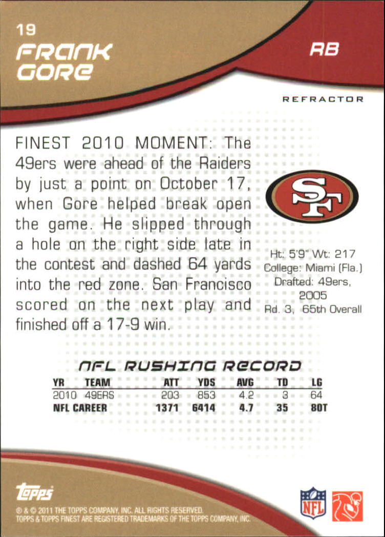 B1320- 2011 Finest Football Insert +Parallel Cards -You Pick- 15+ FREE US SHIP - Picture 265 of 373