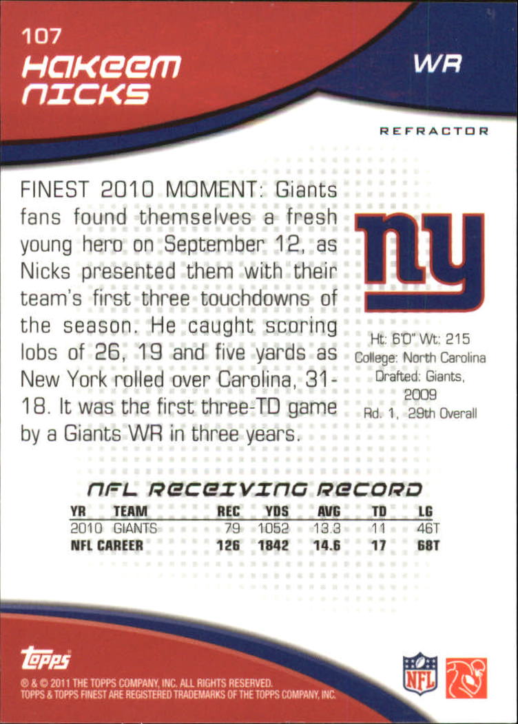 B1320- 2011 Finest Football Insert +Parallel Cards -You Pick- 15+ FREE US SHIP - Picture 355 of 373