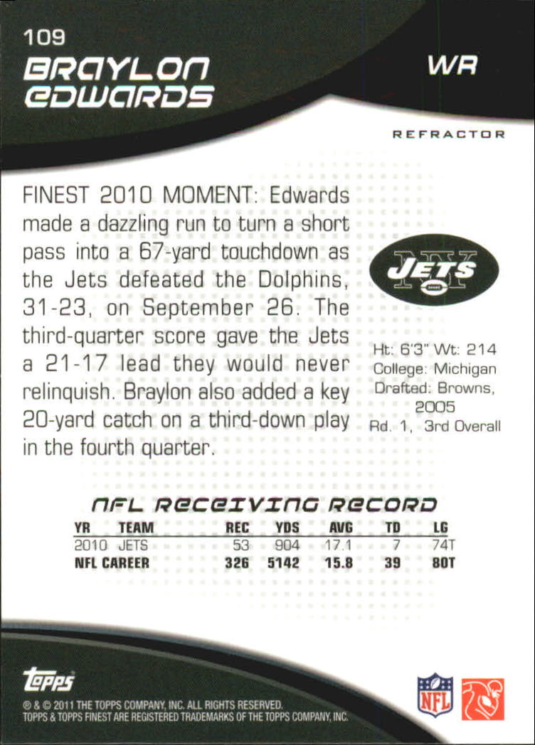 B1320- 2011 Finest Football Insert +Parallel Cards -You Pick- 15+ FREE US SHIP - Picture 359 of 373
