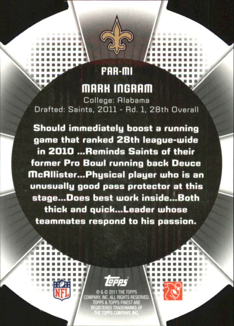 2011 Finest Atomic Refractor Rookies #FARMI Mark Ingram back image