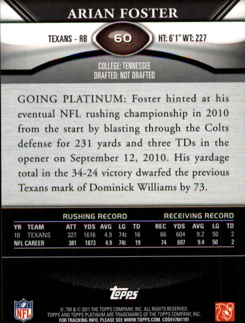 2011 Topps Platinum #59 Colin Kaepernick RC back image
