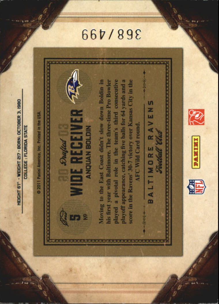 2011 Timeless Treasures #5 Anquan Boldin back image