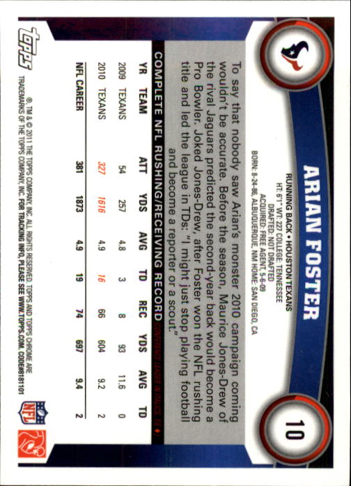 A1148- 2011 Topps Chrome FB Cards 1-220 +Rookies -You Pick- 15+ FREE US SHIP - Picture 13 of 381