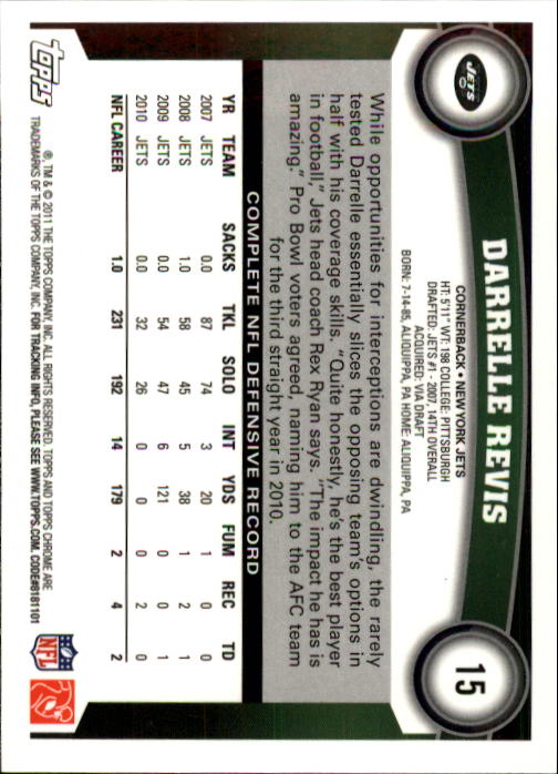 A1148- 2011 Topps Chrome FB Cards 1-220 +Rookies -You Pick- 15+ FREE US SHIP - Picture 19 of 381