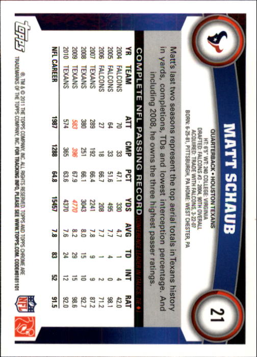 A1148- 2011 Topps Chrome FB Cards 1-220 +Rookies -You Pick- 15+ FREE US SHIP - Picture 29 of 381