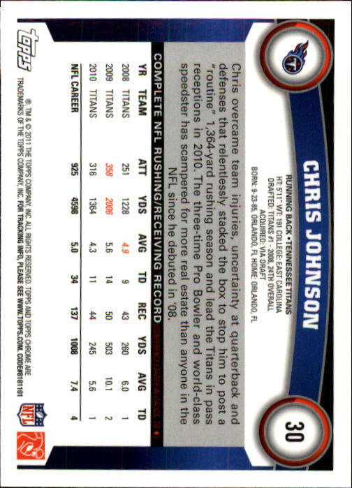 A1148- 2011 Topps Chrome FB Cards 1-220 +Rookies -You Pick- 15+ FREE US SHIP - Picture 41 of 381