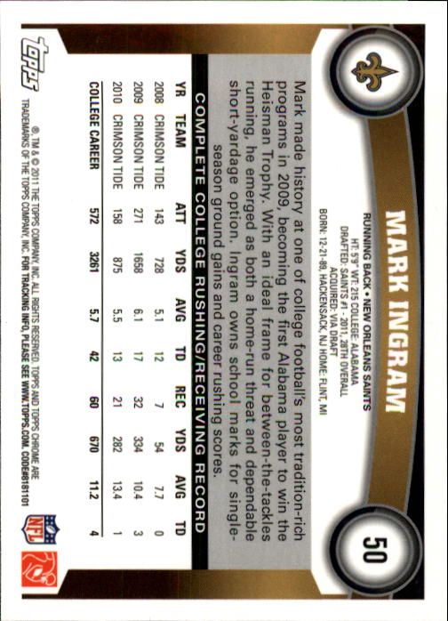 A1148- 2011 Topps Chrome FB Cards 1-220 +Rookies -You Pick- 15+ FREE US SHIP - Picture 77 of 381