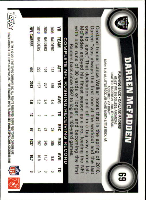 A1148- 2011 Topps Chrome FB Cards 1-220 +Rookies -You Pick- 15+ FREE US SHIP - Picture 115 of 381