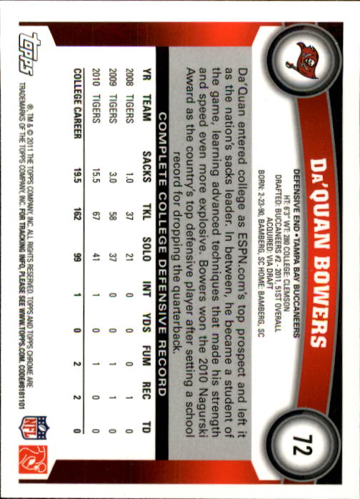 A1148- 2011 Topps Chrome FB Cards 1-220 +Rookies -You Pick- 15+ FREE US SHIP - Picture 121 of 381