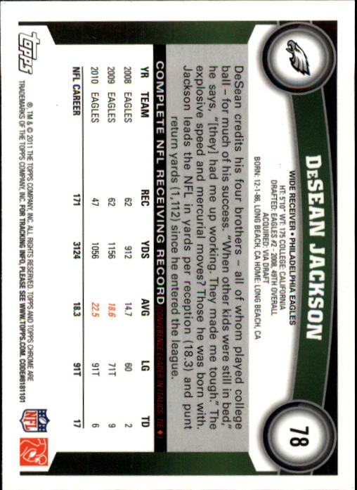 A1148- 2011 Topps Chrome FB Cards 1-220 +Rookies -You Pick- 15+ FREE US SHIP - Picture 133 of 381