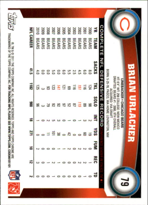 A1148- 2011 Topps Chrome FB Cards 1-220 +Rookies -You Pick- 15+ FREE US SHIP - Picture 135 of 381