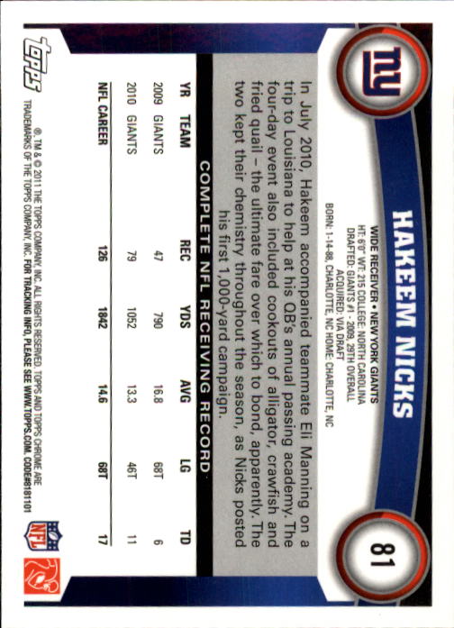 A1148- 2011 Topps Chrome FB Cards 1-220 +Rookies -You Pick- 15+ FREE US SHIP - Picture 139 of 381