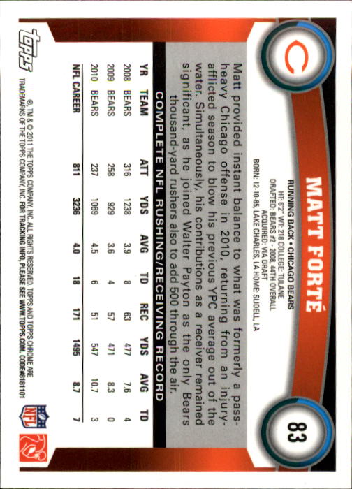 A1148- 2011 Topps Chrome FB Cards 1-220 +Rookies -You Pick- 15+ FREE US SHIP - Picture 143 of 381