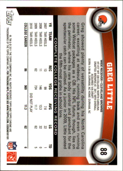 A1148- 2011 Topps Chrome FB Cards 1-220 +Rookies -You Pick- 15+ FREE US SHIP - Picture 153 of 381