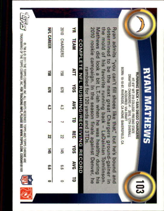 A1148- 2011 Topps Chrome FB Cards 1-220 +Rookies -You Pick- 15+ FREE US SHIP - Picture 179 of 381