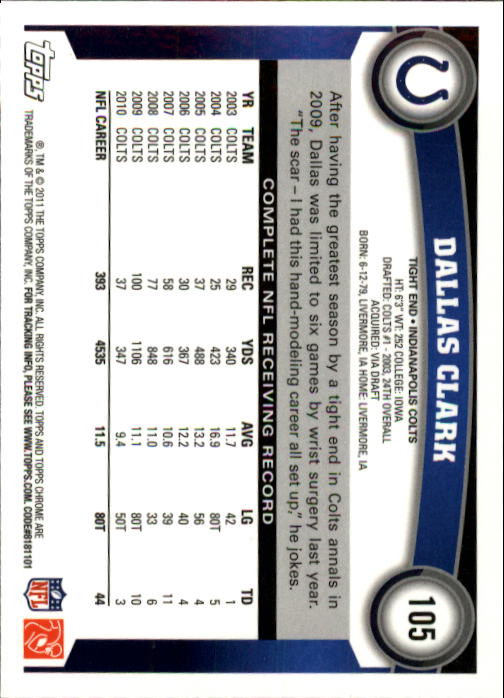 A1148- 2011 Topps Chrome FB Cards 1-220 +Rookies -You Pick- 15+ FREE US SHIP - Picture 181 of 381