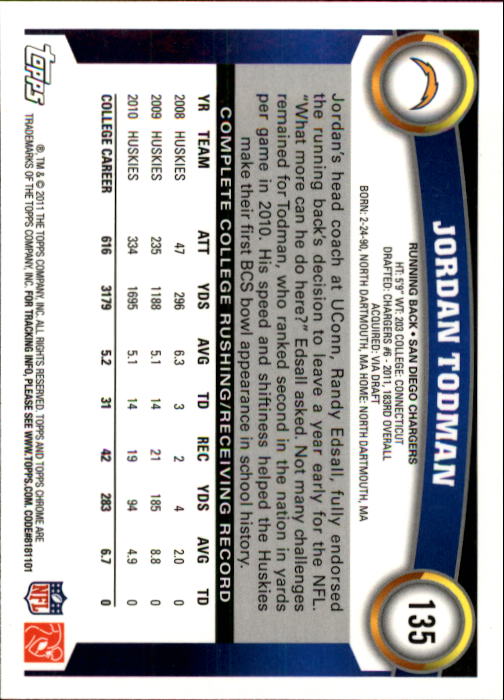 A1148- 2011 Topps Chrome FB Cards 1-220 +Rookies -You Pick- 15+ FREE US SHIP - Picture 233 of 381