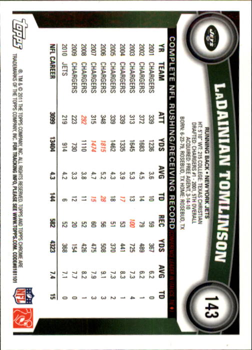 A1148- 2011 Topps Chrome FB Cards 1-220 +Rookies -You Pick- 15+ FREE US SHIP - Picture 249 of 381