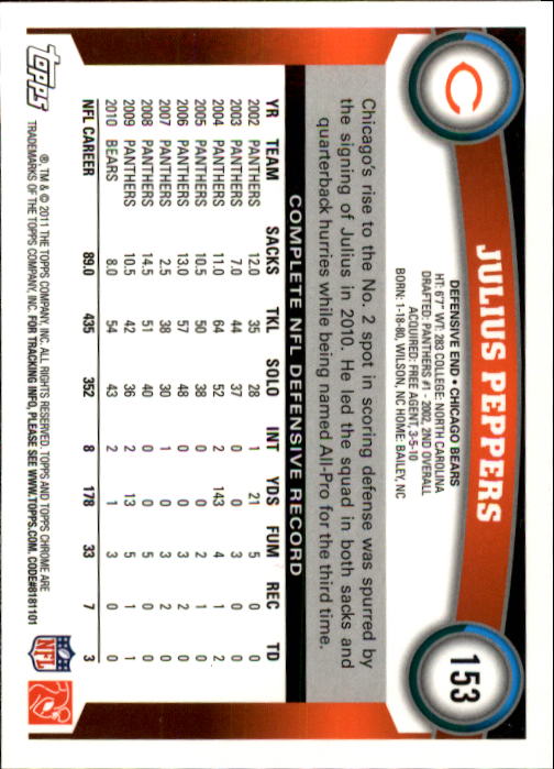 A1148- 2011 Topps Chrome FB Cards 1-220 +Rookies -You Pick- 15+ FREE US SHIP - Picture 265 of 381