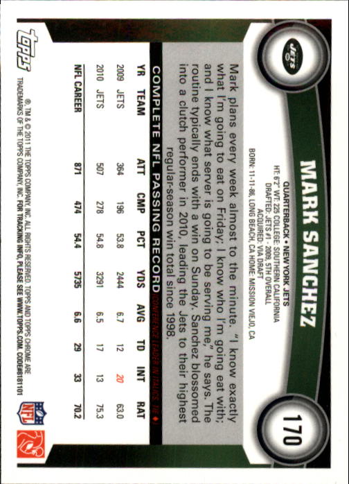A1148- 2011 Topps Chrome FB Cards 1-220 +Rookies -You Pick- 15+ FREE US SHIP - Picture 297 of 381