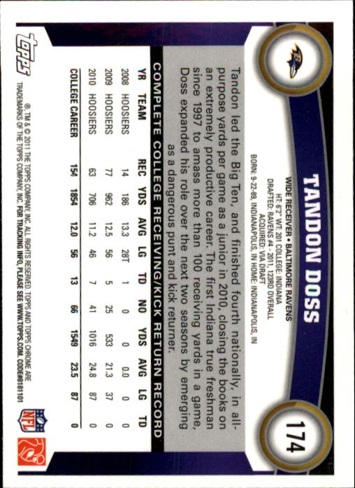 A1148- 2011 Topps Chrome FB Cards 1-220 +Rookies -You Pick- 15+ FREE US SHIP - Picture 303 of 381