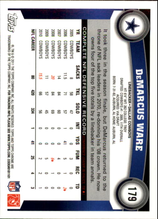A1148- 2011 Topps Chrome FB Cards 1-220 +Rookies -You Pick- 15+ FREE US SHIP - Picture 311 of 381