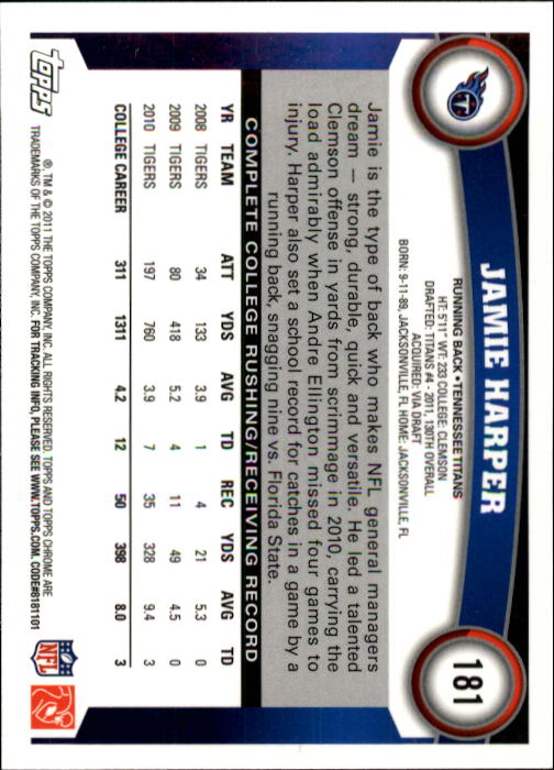 A1148- 2011 Topps Chrome FB Cards 1-220 +Rookies -You Pick- 15+ FREE US SHIP - Picture 313 of 381