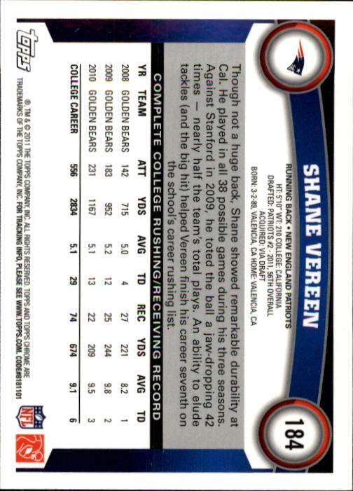 A1148- 2011 Topps Chrome FB Cards 1-220 +Rookies -You Pick- 15+ FREE US SHIP - Picture 319 of 381