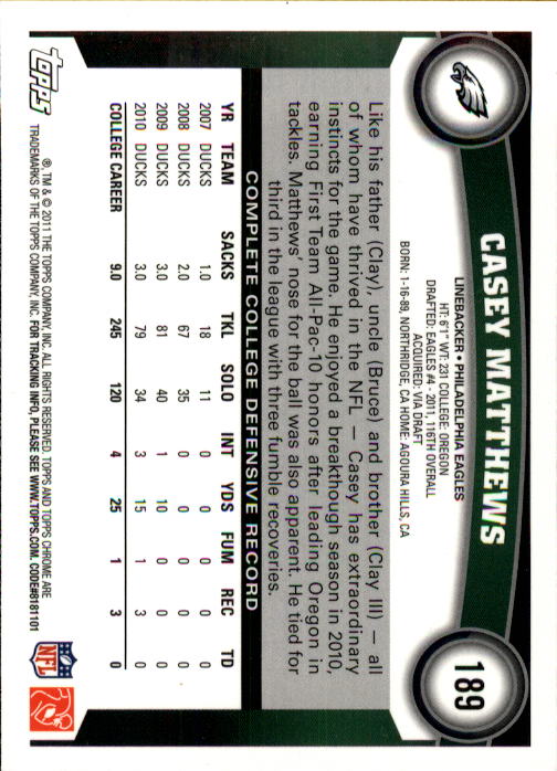 A1148- 2011 Topps Chrome FB Cards 1-220 +Rookies -You Pick- 15+ FREE US SHIP - Picture 327 of 381