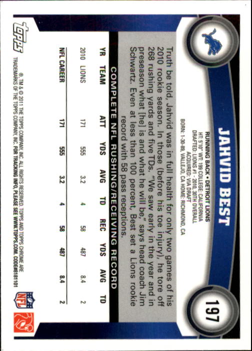 A1148- 2011 Topps Chrome FB Cards 1-220 +Rookies -You Pick- 15+ FREE US SHIP - Picture 343 of 381