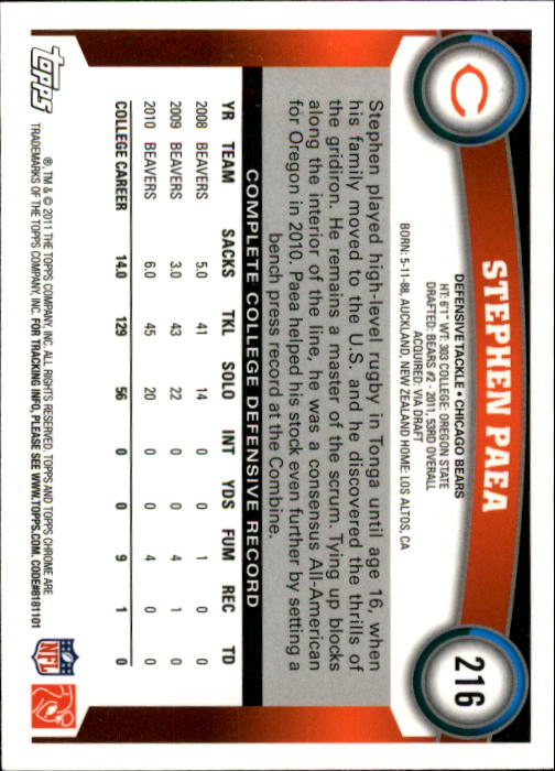 A1148- 2011 Topps Chrome FB Cards 1-220 +Rookies -You Pick- 15+ FREE US SHIP - Picture 373 of 381