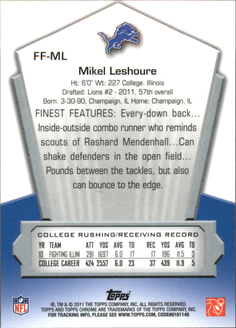2011 Topps Chrome Finest Freshman #FFML Mikel Leshoure back image