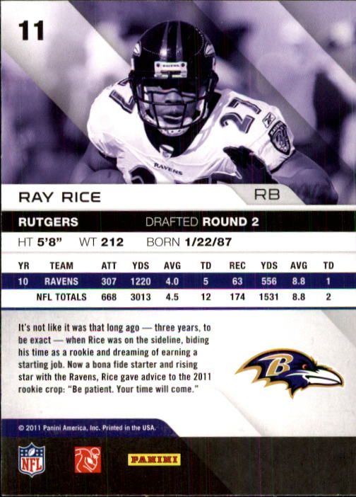 2011 Absolute Memorabilia #11 Ray Rice back image