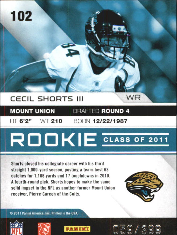 2011 Absolute Memorabilia #102 Cecil Shorts RC back image