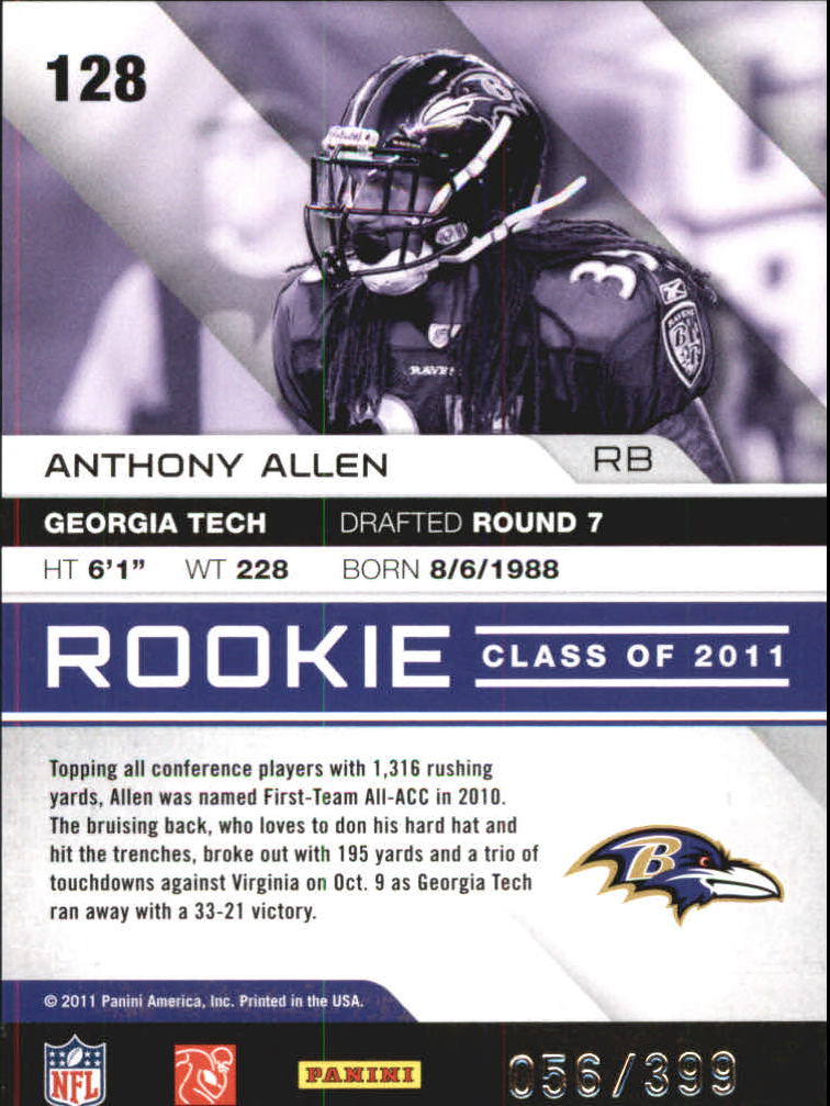 2011 Absolute Memorabilia #128 Anthony Allen RC back image