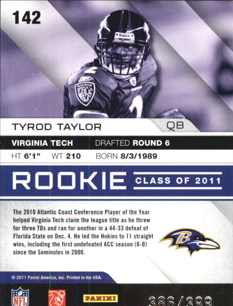 2011 Absolute Memorabilia #142 Tyrod Taylor RC back image