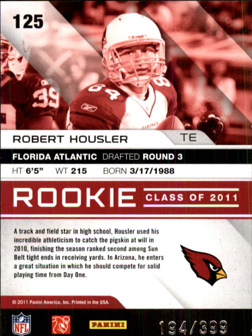 2011 Absolute Memorabilia Retail #125 Robert Housler RC back image