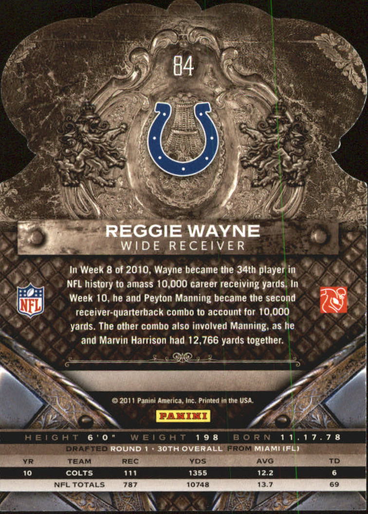 2011 Crown Royale #84 Reggie Wayne back image