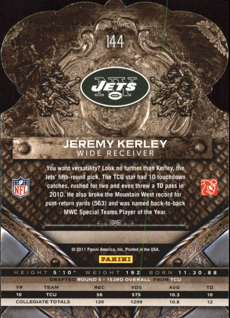 2011 Crown Royale #144 Jeremy Kerley RC back image