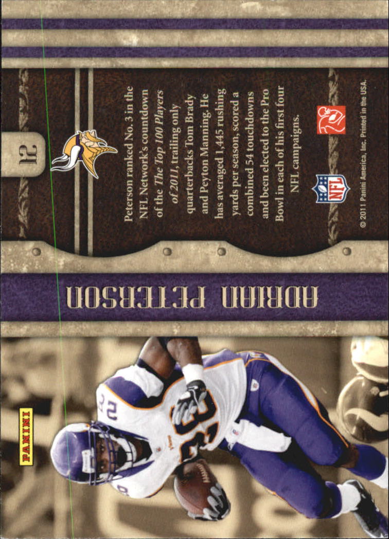2011 Crown Royale Kings of the NFL #12 Adrian Peterson back image