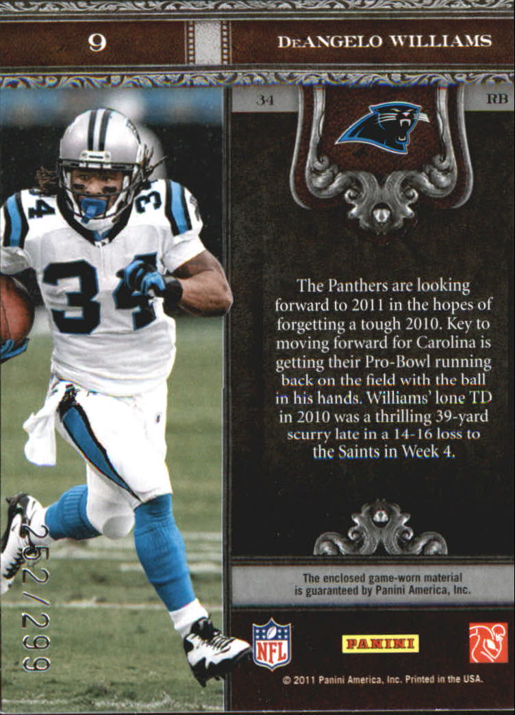 2011 Crown Royale The Zone Materials #9 DeAngelo Williams/299 back image