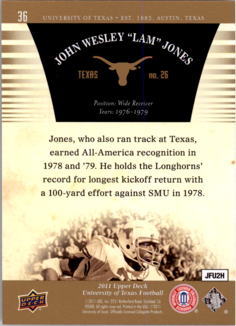 2011 Upper Deck Texas Gold #36 Johnny Lam Jones back image