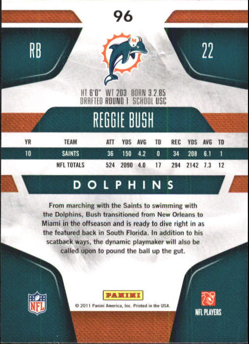 2011 Certified #96 Reggie Bush back image