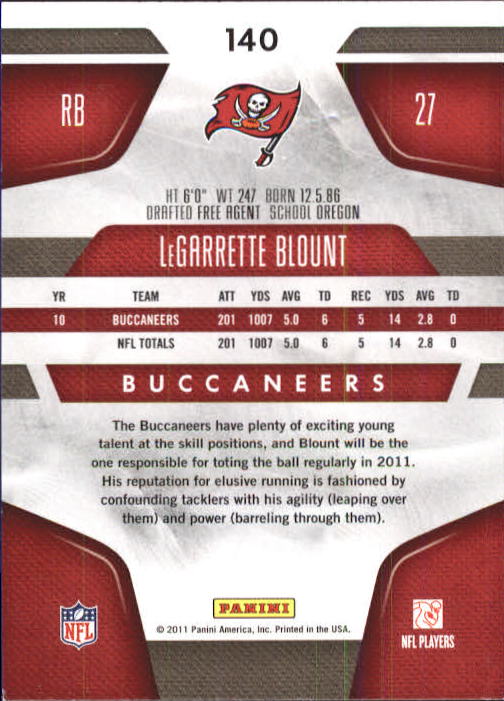 2011 Certified #140 LeGarrette Blount back image