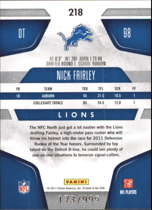 2011 Certified Football Rookie Card RC Singles xxx/999 - You Choose - Picture 63 of 92