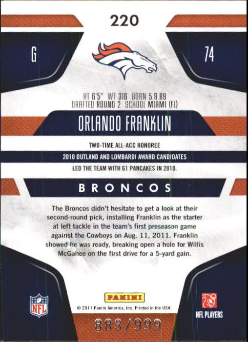 2011 Certified Football Rookie Card RC Singles xxx/999 - You Choose - Picture 67 of 92