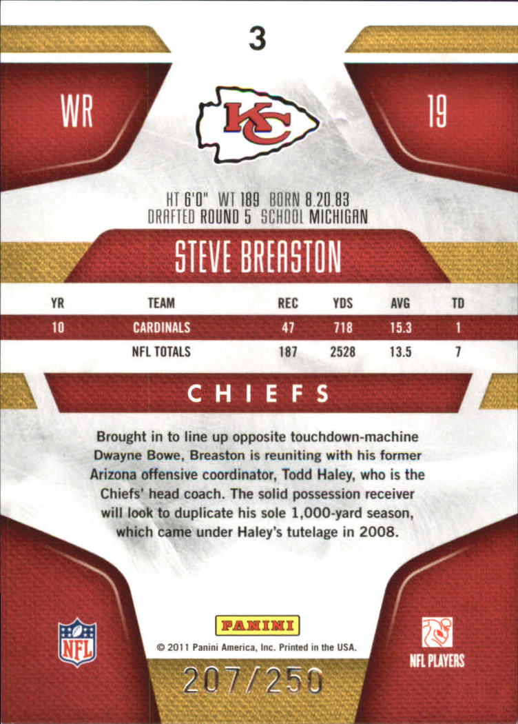 2011 Certified Mirror Red #3 Steve Breaston back image